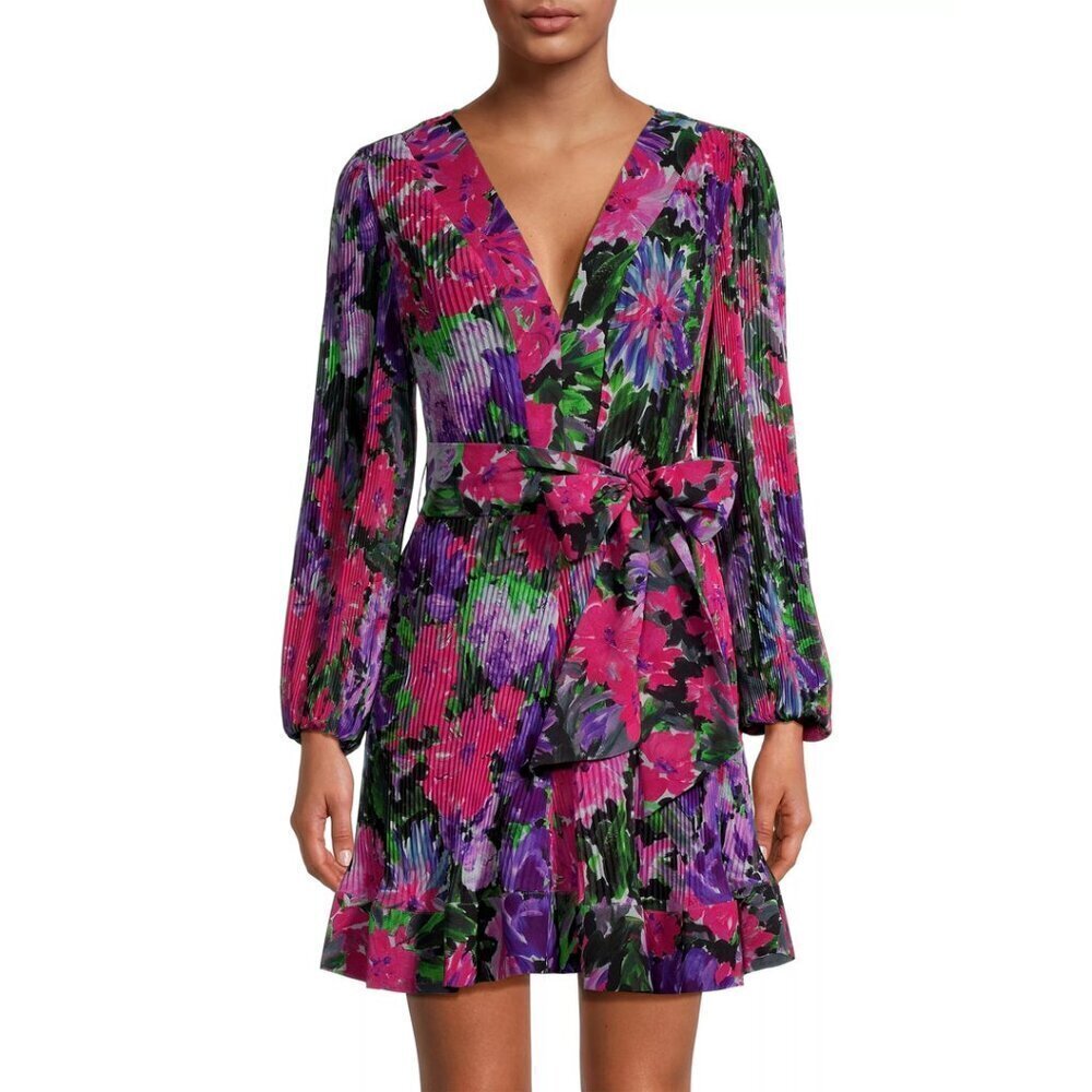 Milly Floral Long Sleeve Dress - Pink, Purple, Green